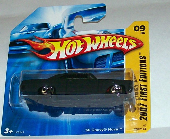 HOT WHEELS 2007 FE #9 "66 CHEVY NOVA" BLK BASE VER.