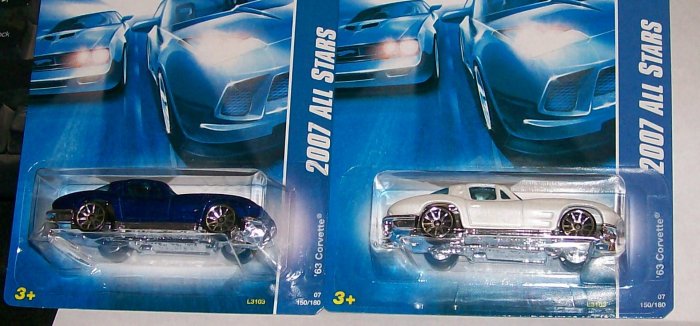 Hot Wheels 2007 ALL STARS #150 "63 CORVETTE" 2 VARI.