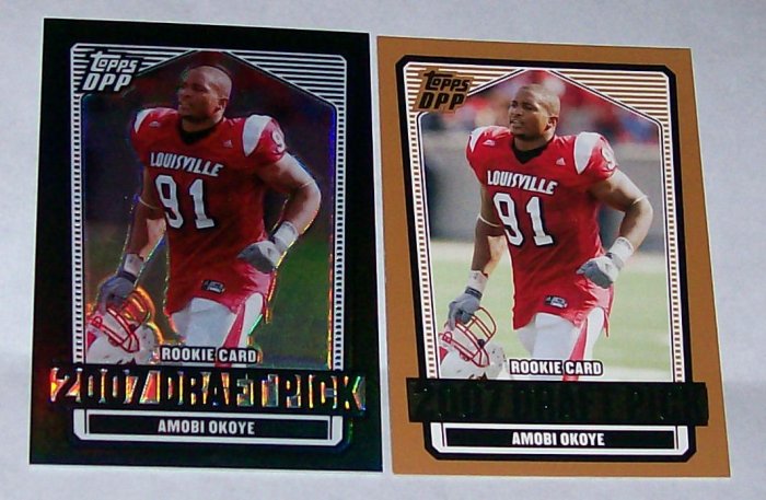 TOPPS DRAFT PICKS 2007 "AMOBI OKOYE" #131 BLK REFRACTOR, & REG.