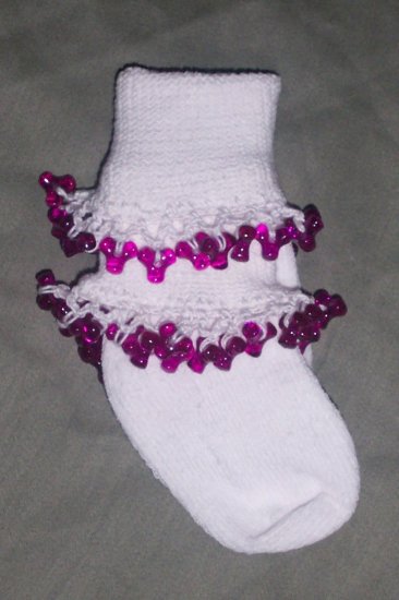 Toddler Girls Fancy Beaded Socks Shoe size 6-10.5 Purple