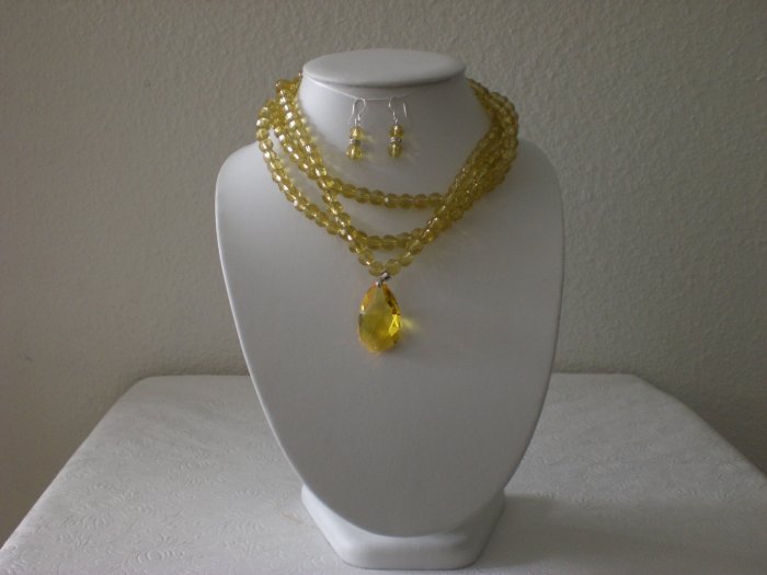 Swarovski Pendant on Crystal Necklace with Earrings
