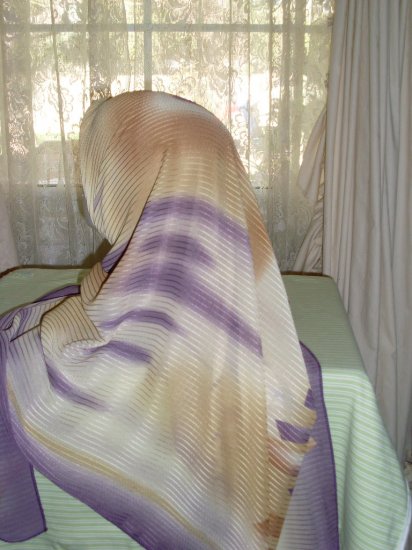Toffe and Purple colored abstract print hijab scarf