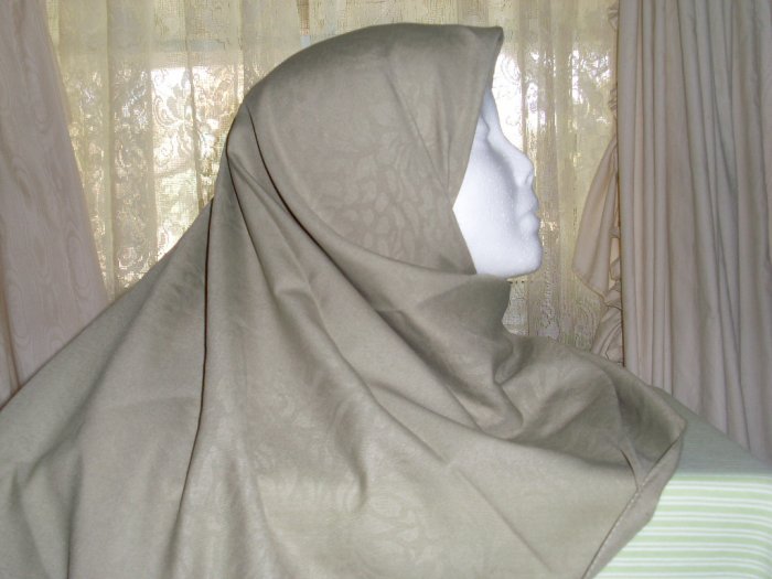 Olive green Damask hijab scarf
