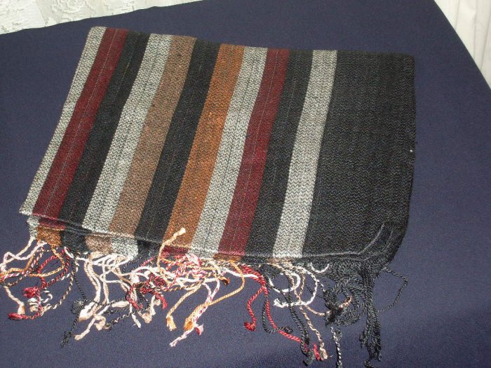 Black striped shawl, shayla, hijab