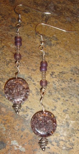 Purple glass earrings