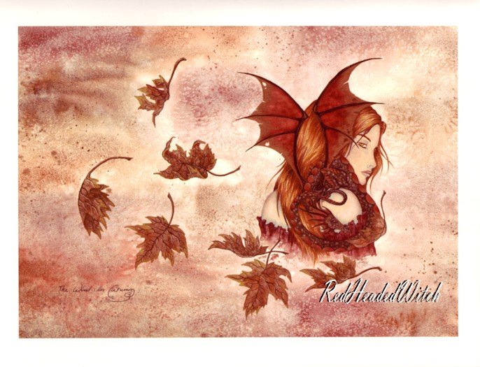 AMY BROWN Print WIND IN AUTUMN FAIRY FAERY RETIRED