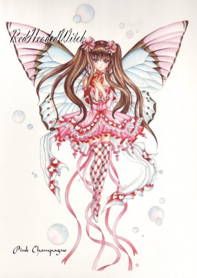 NENE THOMAS Print PINK CHAMPAGNE 8.5 x 11 FAIRY FAERY