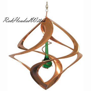 New COPPER WIND SPINNER Green Tear Drop Chime Spinners