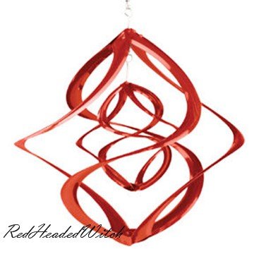 RED DOUBLE WIND SPINNER chime twirler spinners GARDEN