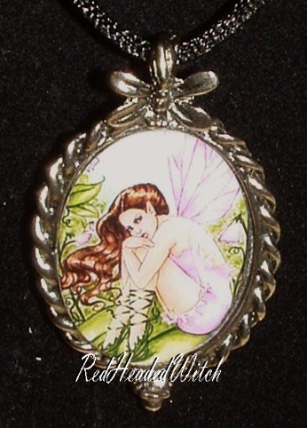 New SWEET PEA FAIRY CAMEO PENDANT Necklace FAERY