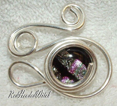 SWIRL PIN Pendant STERLING SILVER Pink Green Black New