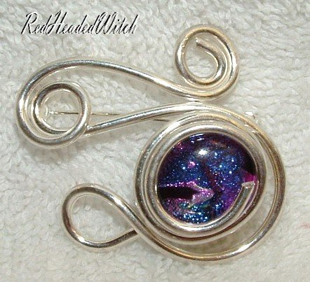 SWIRL PIN Pendant STERLING SILVER PURPLE PINK NEW