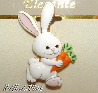 New SPRING EASTER BUNNY Carrots PIN BROOCH Enamel