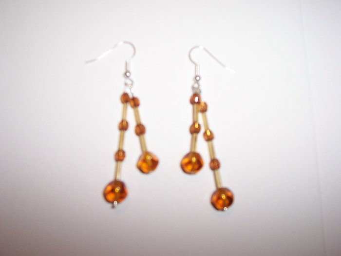 Amber effect twin drop earrings