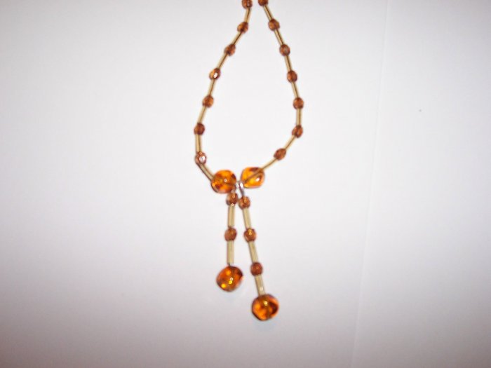 Amber effect twin drop necklace