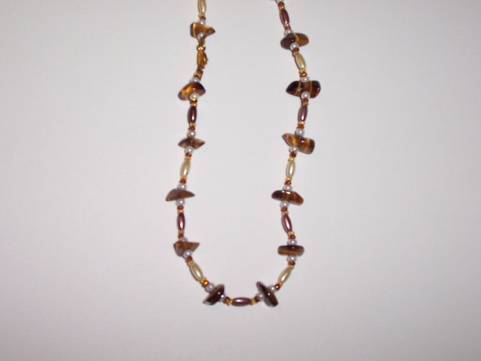 Tigers eye gemstone beaded necklace.