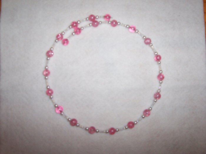 Pink crackle bead choker