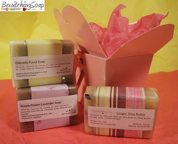 Soap Gift set of cold process soap Ginger Shea Butter, Chlorella, Lavender
