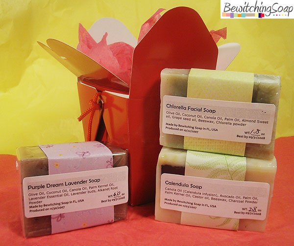 Soap Gift set of cold process soap Calendula, Chlorella, Lavender