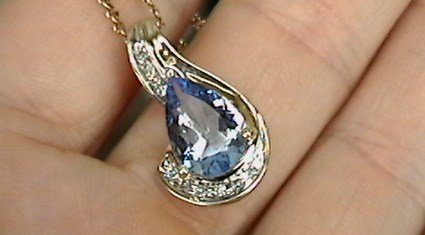 2.3 ct Blue Beryl and Diamond Pendant