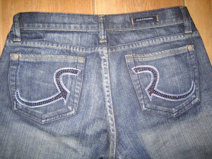 Rock & Republic Roth Pink Crystal Jeans - Size 28 - Retail $230
