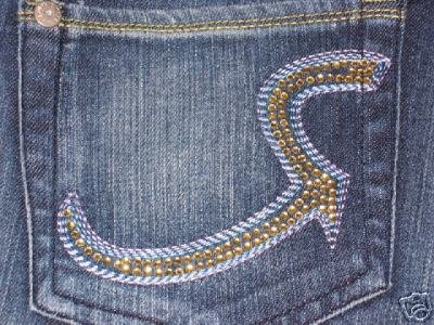 Rock & Republic Roth Gold Crystal Jeans - Size 27 - Retail $230