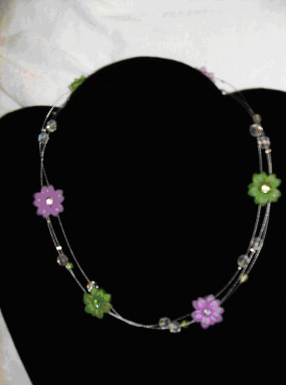2 strand Swarovski crystal flower neckalce