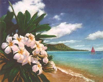 Hawaiian Plumeria Tropical Beach Art Print 8 x 10