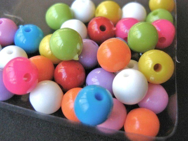 Assorted Opaque Colors 8mm Round Plastic Beads