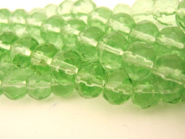 Transparent Green 6x8mm Rondelle Glass Beads
