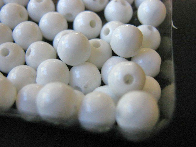 White Opaque 6mm Round Plastic Beads