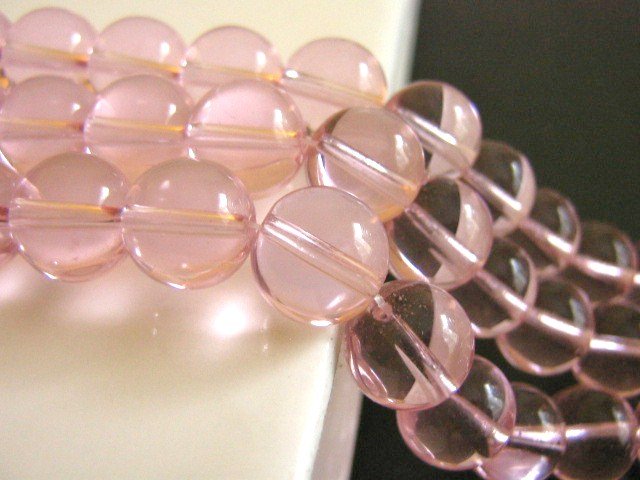 Transparent Pink 10mm Round Glass Beads