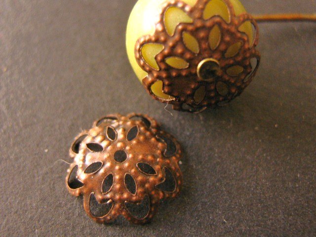 Filigree Flower Bead Caps 5x11mm Antique Copper