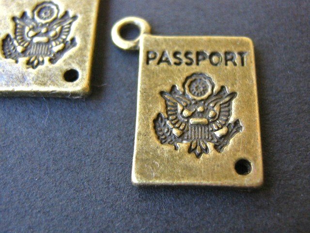 Passport Charms 16x12mm Antique Bronze Finish