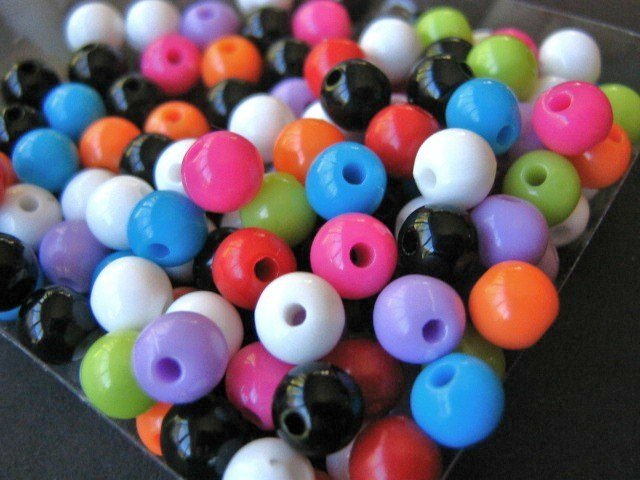 Assorted Opaque 6mm Round Plastic Beads