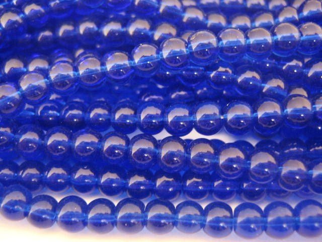 4mm Round Cobalt Blue Glass Beads