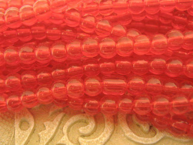 Transparent Red 4mm Round Glass Beads
