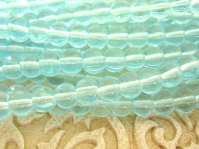 Transparent Blue 4mm Round Glass Beads