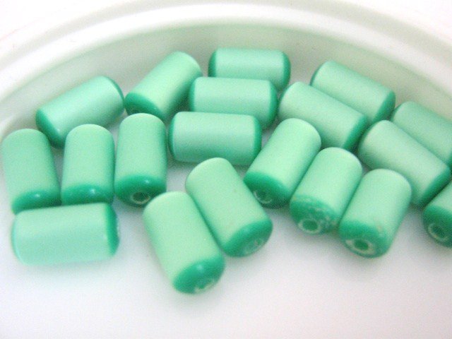 Green Moonglow 5x8mm Tube Vintage Lucite Beads