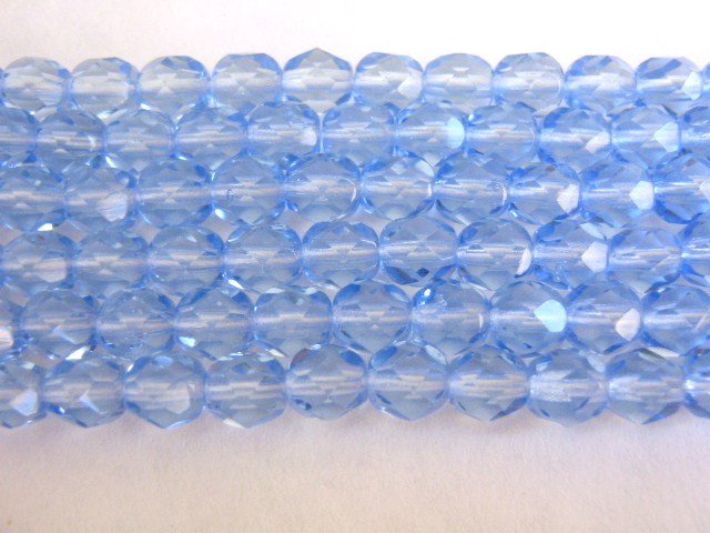 Sapphire 6mm Faceted Round Blue Czech Glass Beads Fire Polished