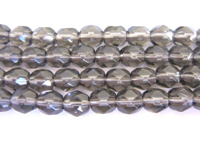 Gray 6mm Faceted Round Czech Glass Beads