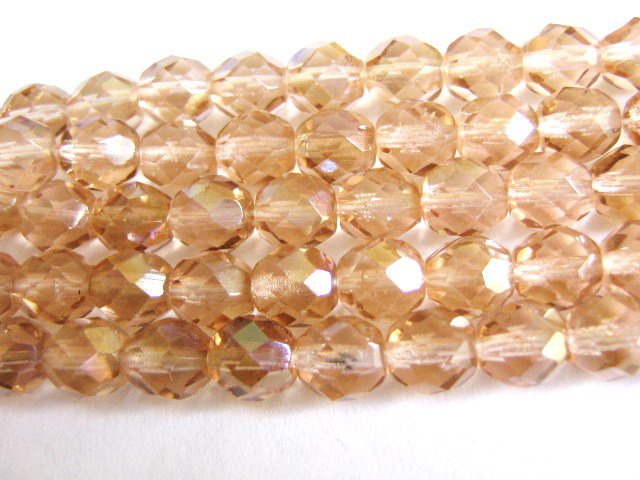 Rose Clarit 8mm Faceted Round Pink Czech Glass Beads