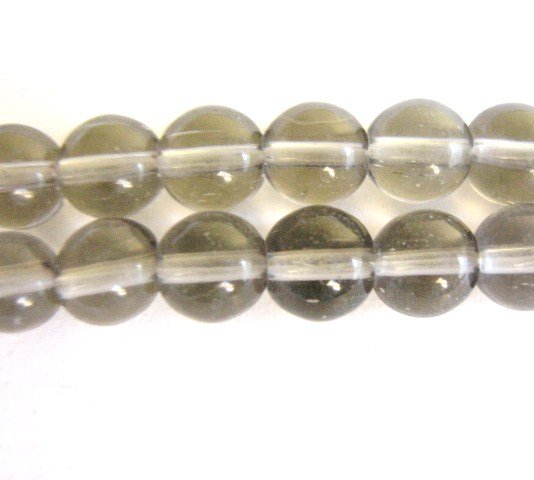 Gray 10mm Round Glass Beads Transparent