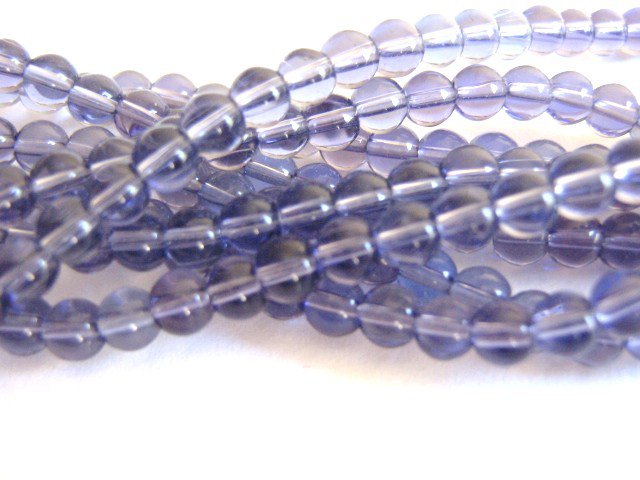 Transparent Purple 4mm Round Glass Beads