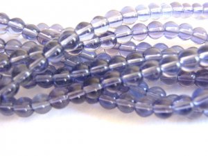 Purple Transparent Glass Beads 4mm Round