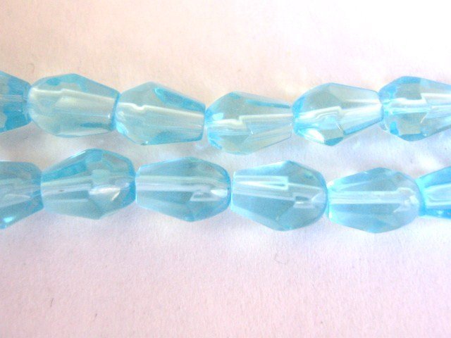 Transparent Blue 6x8mm Teardrops Glass Beads