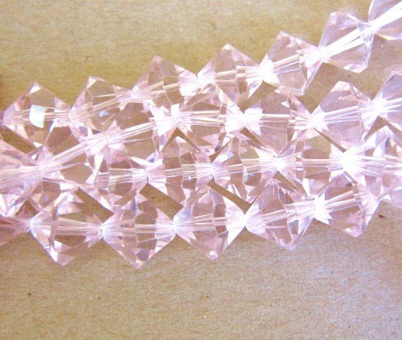 Transparent Pink 12mm Bicone Glass Beads