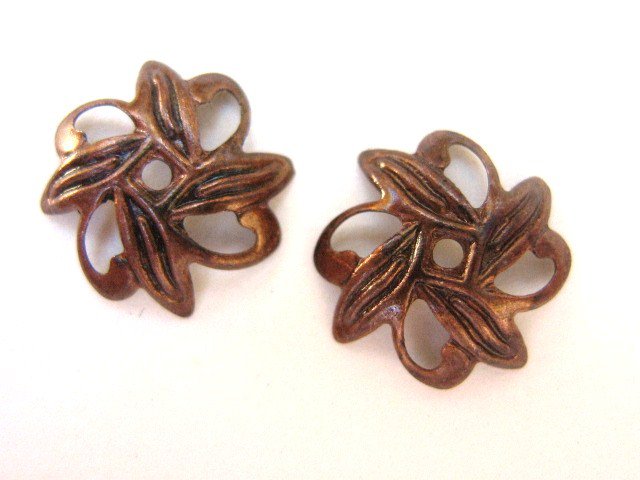 Antique Copper 10mm Leaf Bead Caps