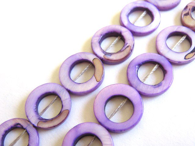 Purple 16mm Coin Shell Beads