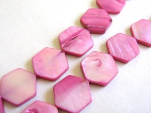 Pink Shell Beads 15mm Hexagon